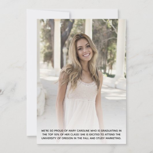 Elegant Gold White Foto Afstuderen Aankondiging (Achterkant)