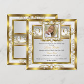 Elegant Gold White Foto van Birthday Party 2 Kaart (Voorkant / Achterkant)