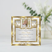 Elegant Gold White Foto van Birthday Party 2 Kaart (Staand voorkant)