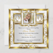 Elegant Gold White Foto van Birthday Party 2 Kaart (Voorkant)