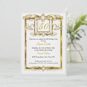 Elegant Gold White Foto van Birthday party Kaart (Staand voorkant)