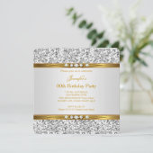 Elegant Gold White Glitter Silver Diamond Birthday Kaart (Staand voorkant)