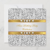 Elegant Gold White Glitter Silver Diamond Birthday Kaart (Achterkant)