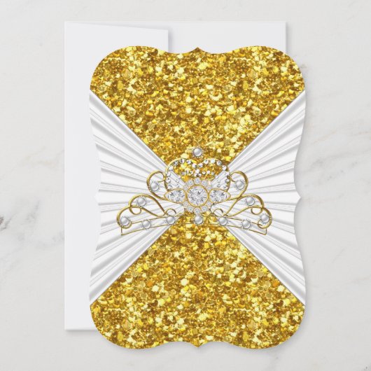 Elegant Gold White glitter tiara jarig feest Kaart (Achterkant)