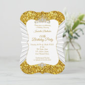 Elegant Gold White glitter tiara jarig feest Kaart (Staand voorkant)