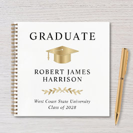 Elegant Gold White Graduation Party Gastboek Notitieboek