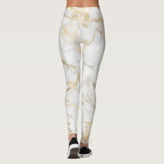 Elegant Gold White Grey Marmer Leggings (Achterkant)