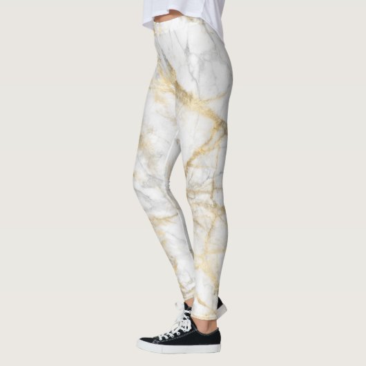 Elegant Gold White Grey Marmer Leggings (Links)