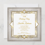 Elegant Gold White Grey Pearl Birthday Party Kaart (Voorkant)
