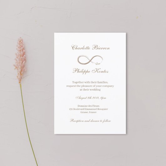 Elegant Gold White Grey Wedding Kaart