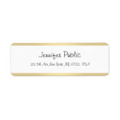 Elegant Gold White Hand Script Name Simple Moderne Etiket (Voorkant)