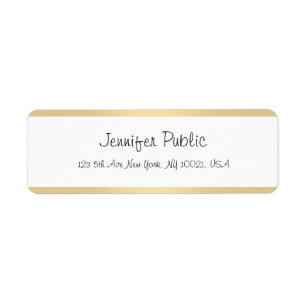 Elegant Gold White Hand Script Name Simple Moderne Etiket