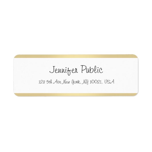 Elegant Gold White Hand Script Name Simple Moderne Etiket (Voorkant)