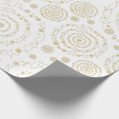 Elegant Gold White Handrawn Chrismas Patronen Cadeaupapier (Hoek)