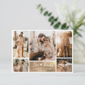 Elegant Gold White Heart Photo Collage Wedding Bedankkaart (Staand voorkant)