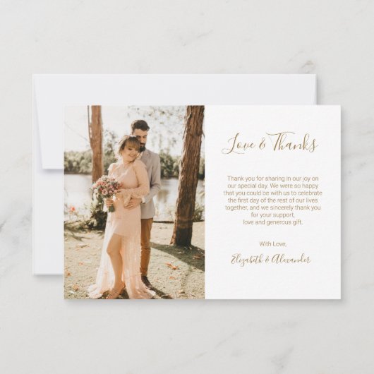 Elegant Gold White Heart Photo Collage Wedding Bedankkaart (Achterkant)