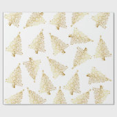 Elegant Gold & White kerstboompatroon Cadeaupapier (Vlak)
