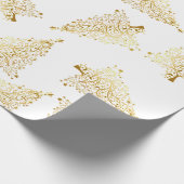 Elegant Gold & White kerstboompatroon Cadeaupapier (Hoek)
