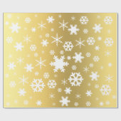 Elegant Gold & White Kerstmis Snowflake Patroon Cadeaupapier (Vlak)