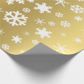 Elegant Gold & White Kerstmis Snowflake Patroon Cadeaupapier (Hoek)
