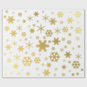 Elegant Gold & White Kerstmis Snowflake Patroon Cadeaupapier (Vlak)