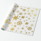 Elegant Gold & White Kerstmis Snowflake Patroon Cadeaupapier (Uitgerold)