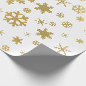 Elegant Gold & White Kerstmis Snowflake Patroon Cadeaupapier (Hoek)
