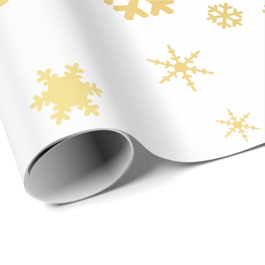Elegant Gold & White Kerstmis Snowflake Patroon Cadeaupapier (Rol Hoek)