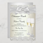 Elegant Gold White Lace Champagne Brunch Invite Kaart (Voorkant / Achterkant)