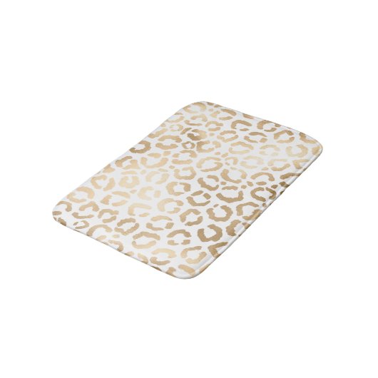 Elegant Gold White Leopard Cheetah Animal Print Badmat (Gekanteld)