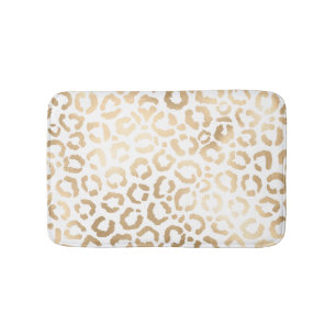 Elegant Gold White Leopard Cheetah Animal Print Badmat