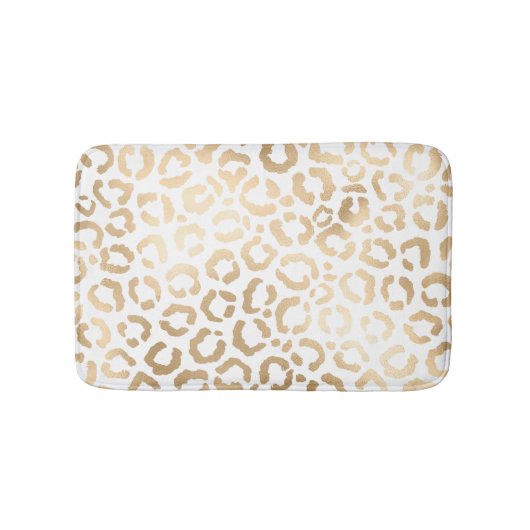 Elegant Gold White Leopard Cheetah Animal Print Badmat (Voorkant)