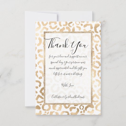 Elegant Gold White Leopard Cheetah Animal Print Bedankkaart (Voorkant)