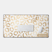 Elegant Gold White Leopard Cheetah Animal Print Bureaumat (Keyboard & Muis)