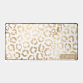 Elegant Gold White Leopard Cheetah Animal Print Bureaumat (Voorkant)