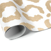 Elegant Gold White Leopard Cheetah Animal Print Cadeaupapier (Rol Hoek)