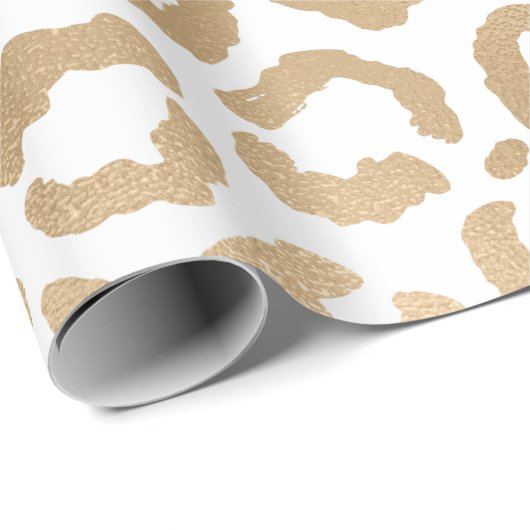Elegant Gold White Leopard Cheetah Animal Print Cadeaupapier (Rol Hoek)