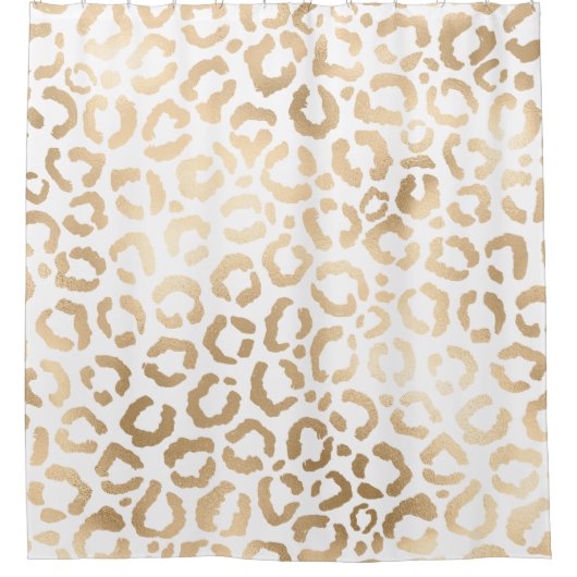 Elegant Gold White Leopard Cheetah Animal Print Douchegordijn (Voorkant)