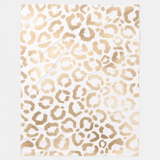 Elegant Gold White Leopard Cheetah Animal Print Fleece Deken (Voorkant)