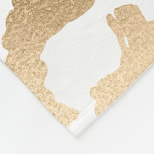 Elegant Gold White Leopard Cheetah Animal Print Fleece Deken (Hoek)