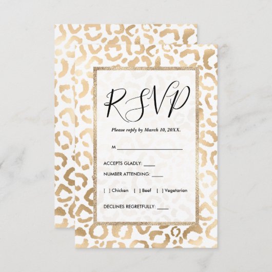 Elegant Gold White Leopard Cheetah Animal Print Informatiekaartje (Voorkant / Achterkant)