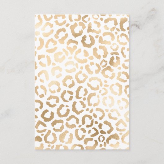 Elegant Gold White Leopard Cheetah Animal Print Informatiekaartje (Achterkant)