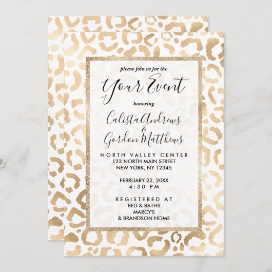 Elegant Gold White Leopard Cheetah Animal Print Kaart (Voorkant / Achterkant)