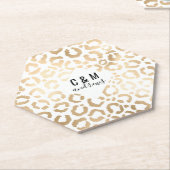 Elegant Gold White Leopard Cheetah Animal Print Kartonnen Onderzetters (Schuin)