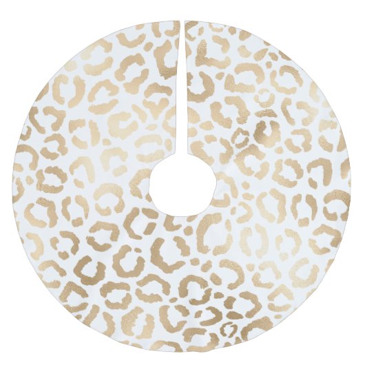 Elegant Gold White Leopard Cheetah Animal Print Kerstboom Rok (Voorkant)