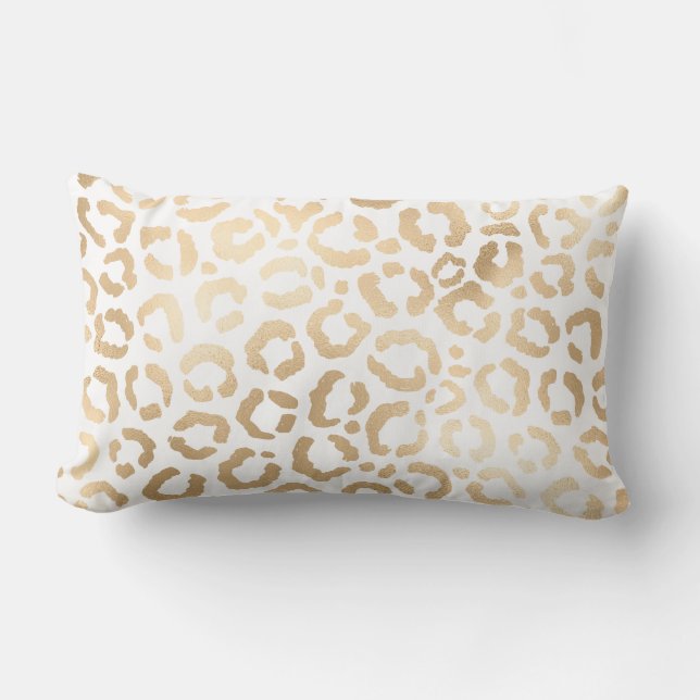 Elegant Gold White Leopard Cheetah Animal Print Kussen (Voorkant)