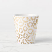 Elegant Gold White Leopard Cheetah Animal Print Latte Mok (Voorkant)
