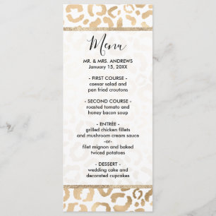 Elegant Gold White Leopard Cheetah Animal Print Menu