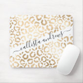 Elegant Gold White Leopard Cheetah Animal Print Muismat (Met muis)