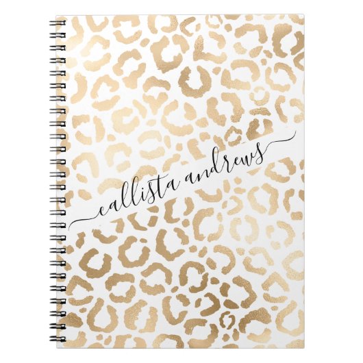 Elegant Gold White Leopard Cheetah Animal Print Notitieboek (Voorkant)